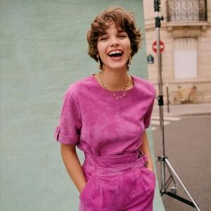 Sezane Suede Ludmilla Blouse